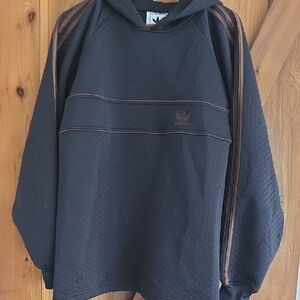 Vintage Adidas Originals Black Quilted Pullover with Brown Stripes